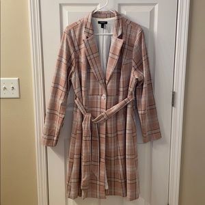 Torrid Blush Pink Gray Plaid Jacket Blazer 2 XXL